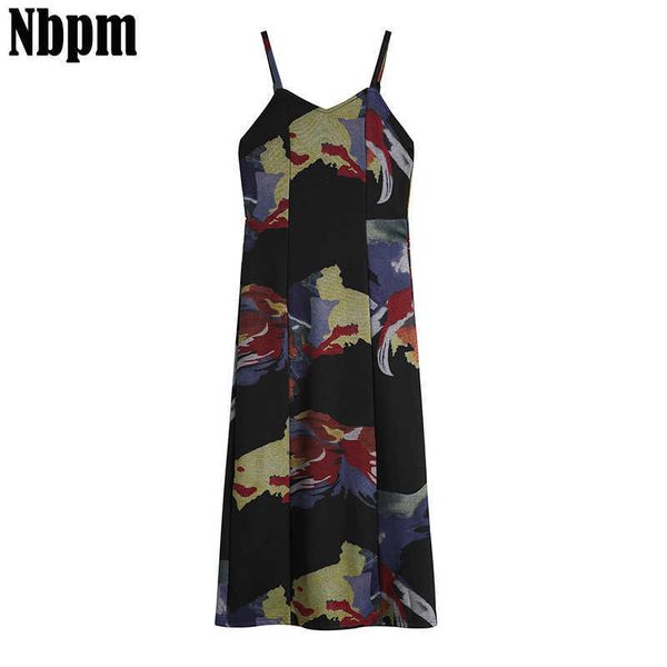 

summer women's clothing vintage spaghetti strap dress backless print female dresses split slim fashion sundresses chic 210529, Black;gray