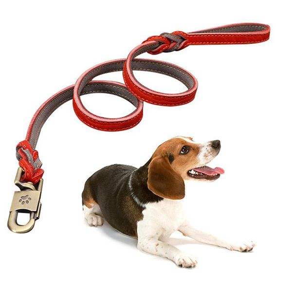 

dog collars & leashes pet leash rope faux leather walking training portable small medium dogs collar strong lead ropes supplies