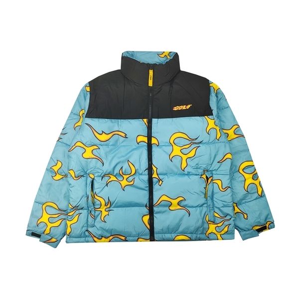 

luxury men golf flower le fleur tyler the creator blue flame coats & jackets / down cotton warm winter #m38 211025, Black