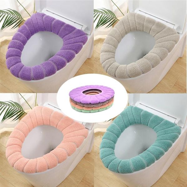 

toilet seat covers 4 pcs soft cover pad thicker washable cloth different colors winter warm o-shape