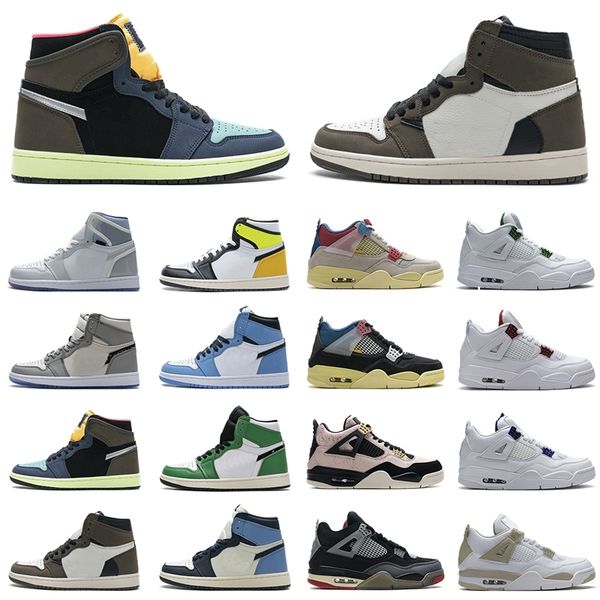 

[with box]sail bred 4 4s shoe guava ice twist white cement men basketball shoes 1 1s travis scotts obsidian unc fearless toe black cat turbo