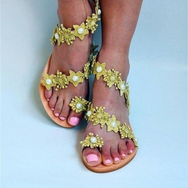 

women flat shoes summer bohemian gladiator roman sandal lace straps floral style sandalias mujer white female beach sandals, Black
