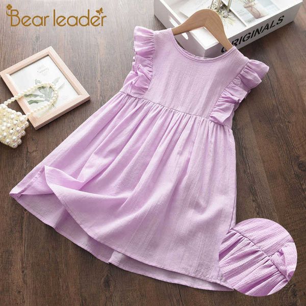 

bear leader kids girls ruffles princess dress summer party casual dresses toddler baby holiday clothing sweet vestido 210708, Red;yellow