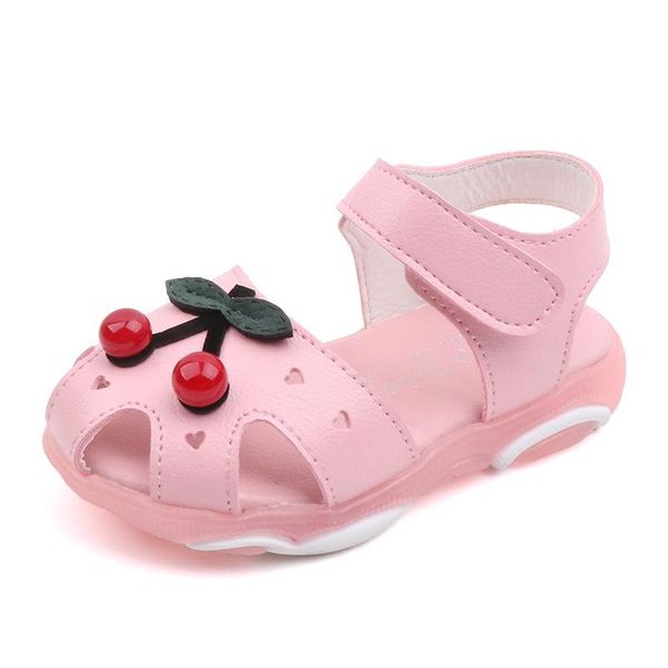 

fashion summer leather cherry baby toddler childrens kids soft bottom bowtie princess girls beach shoes 1 2 3  5 6 years sandals, Black;red