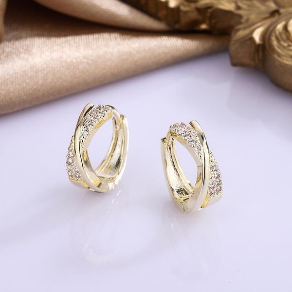 

hoop & huggie zhouyang gold color earrings for women 2021 cross micro-inlaid zircon piercing earing hip punk fashion male jewelry kce012, Golden;silver