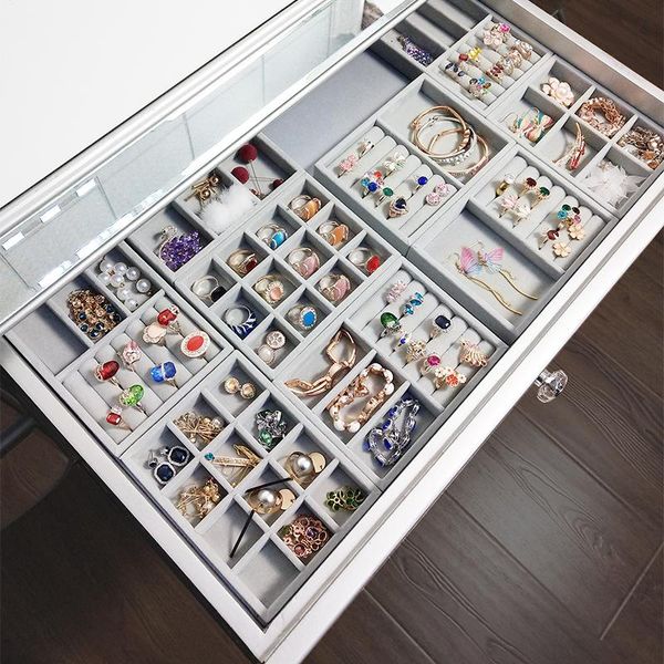 

kitchen storage & organization drawer diy jewelry tray ring bracelet gift box organizer velvet earring holder small size fit most room space