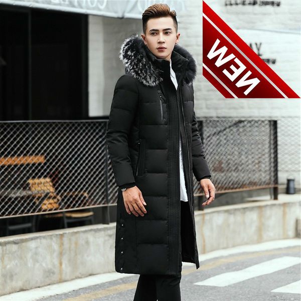 

men's down jacket 2021 new winter men clothing thick coat male hooded parkas 5xl 6xl clothes hommes veste lxr592, Black