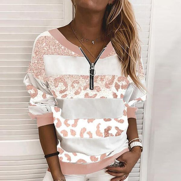 

spring autumn long sleeve tie-dye color print sweatshirt women elegant o-neck zip ladies fashion casual streetwear 5xl, Black