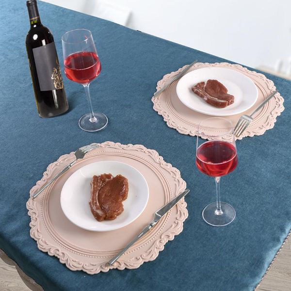 

mats & pads 34cm silicone lace cup pad placemat tableware oil resistant heat insulation non-slip tablemat kitchen washable mat