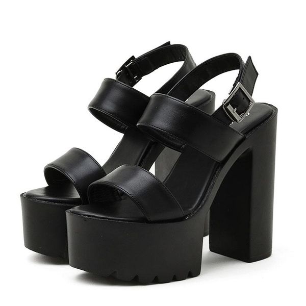 

women platform heels stripper block heel rome sandals fetish party prom black shoes belt buckle comfort female
