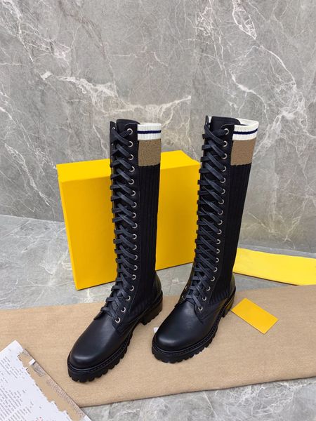 

designer high-quality trendy ladies martin boots, first layer cowhide, inner sheepskin, knitted elements, comfortable and wear-resistant, Black