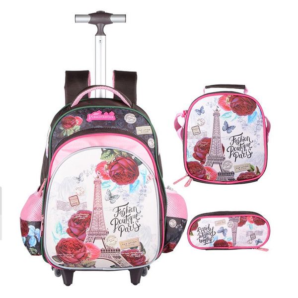 

storage bags 3pcs boys and girls travel backpack rotatable school bag youth luggage large capacity wheeled