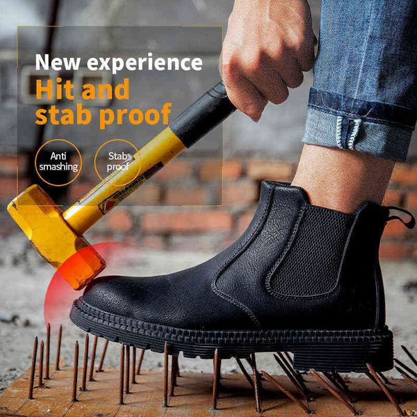 

anti-smashing safety shoes wear high-boots safety shoes men slip waterproof oil safety protective shoes 211216, Black
