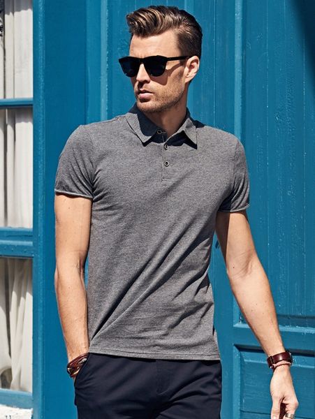 

men button detail polo shirt m3lh#, White;black