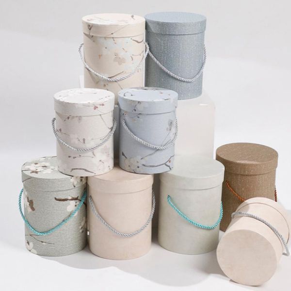 

mini packaging for flowers box lid hug bucket round portable gift bouquet small arrangement vase florist supplies wedding wrap