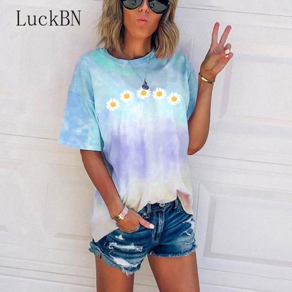 

women's t-shirt womens t shirt short sleeve daisy print 2021 summer plus size 5xl fashion casual ladies loose female t-shirts camisas, White