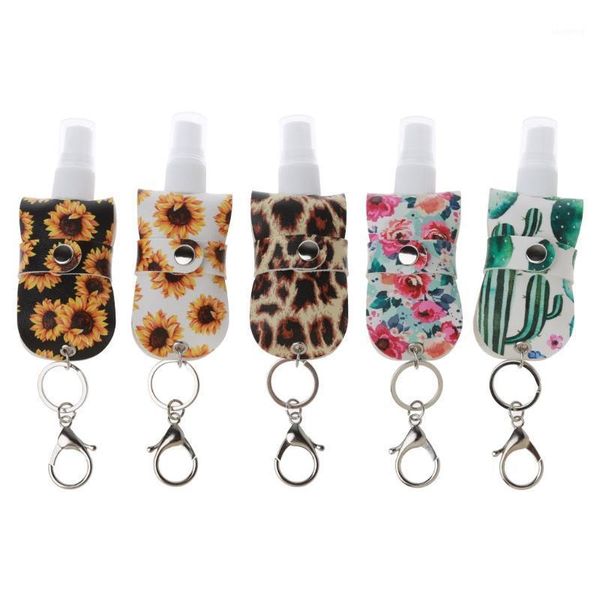 

storage bottles & jars portable 50ml squeeze spray bottle empty leakproof plastic refillable travel mister with leather keychain holder