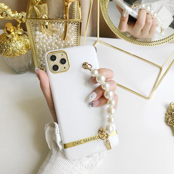 

card holders pearl small fragrance bracelet mobile phone case for iphone11promax soft shell xsmax/xr/xs, Brown;gray