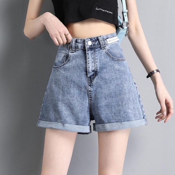 

women's jeans high waist slim denim shorts tangada plus size woman y2k fashion traf five-point washed femalesummer, Blue