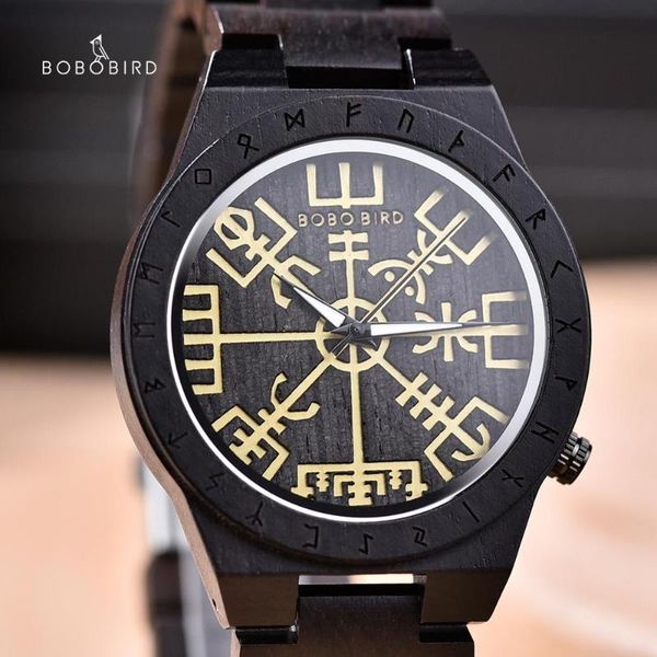 

wood men watch quartz wristwatch vegvisir handmade watches compass rune male christmas drop wristwatches, Slivery;brown