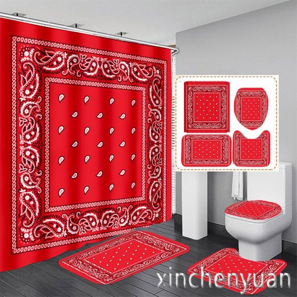 

shower curtains turban art 3d printing waterproof bathroom curtain toilet cover mat non-slip floor rug (1/3/4pcs) w02