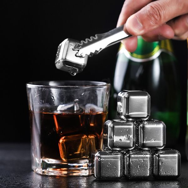 Cubetti di ghiaccio riutilizzabili in acciaio inossidabile Mini fermaglio per ghiaccio Vini Strumenti per raffreddare la birra Whisky Wine Bar Forniture per feste Pietre ghiacciate ghiacciate BH6193 WLY