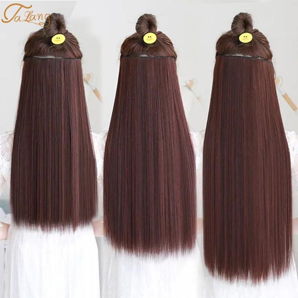 

synthetic wigs talang 50/60/70/80cm long straight 5 clip in hair black brown heat resistant piece for women