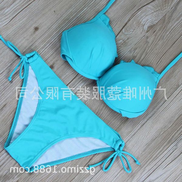 

ms swimsuit swimsuit solid multi color gathered split bikini female, White;black