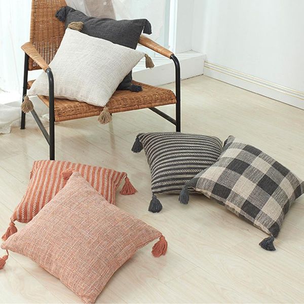 

cushion/decorative pillow plaid pillowcase soft winter striped covers sofa chair decorative cotton cushions cover red coffee green blue