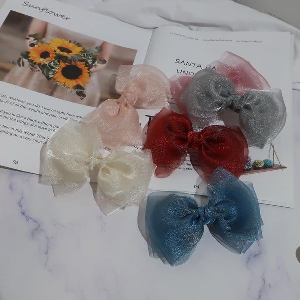 

hair accessories boutique 30pcs fashion glitter bow hairpins crown tulle bowknot barrettes clips princess headwear girls, Slivery;white