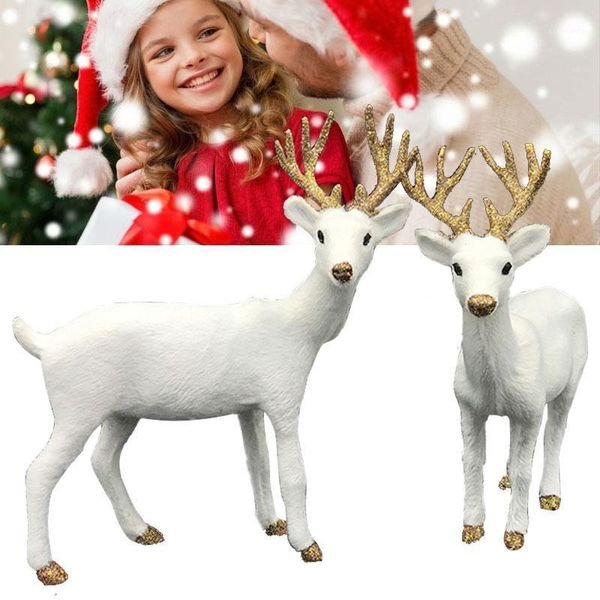 

christmas decorations simulated white reindeer standing plush plastic display window xmas elk toy kids 2 size simulation deer