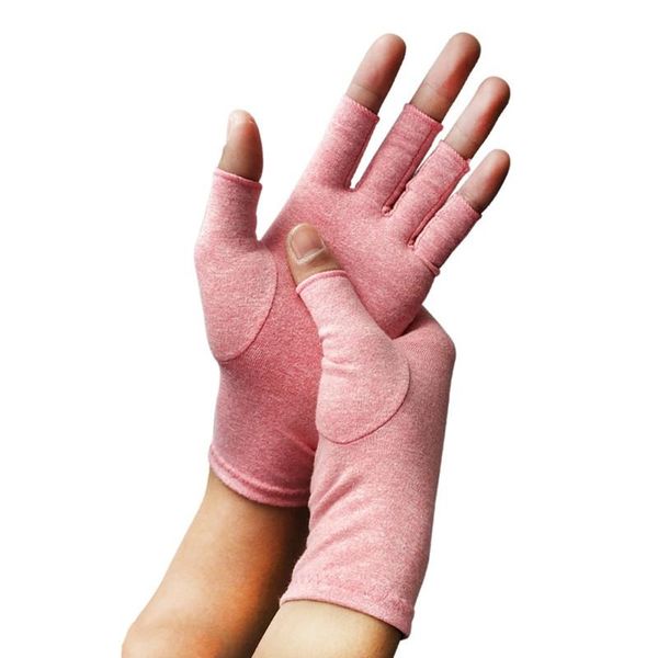 

cycling gloves 1pair cotton half finger compression thermal arthritis joint pain relief outdoor hand protection, Black