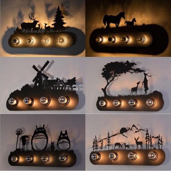 

wall lamp animal style vintage american country restaurant fashion creative industrial horse e27 lighting for bar bedroom study