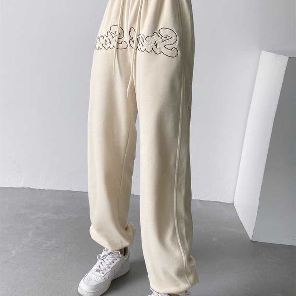 

ins personalized letter embroidered legged sweatpants women's 2021 autumn new harlan zipper casual pants, Black