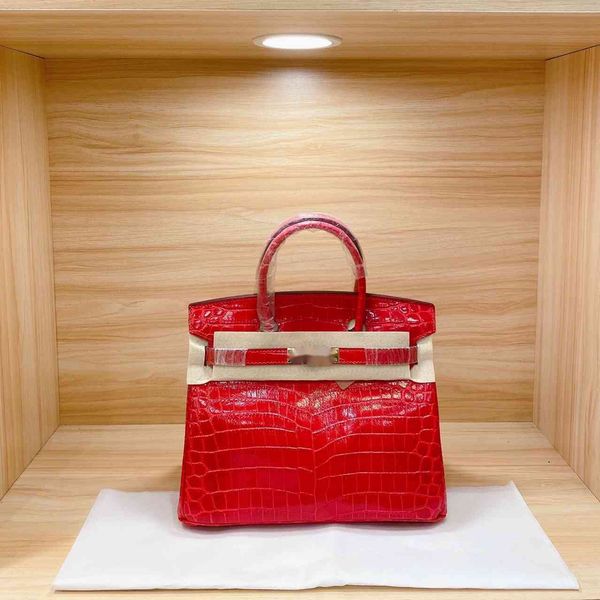 

luxury handbags storage luxurys designer autumn winter cover pure color crocodile pattern national wind hard hle red mid