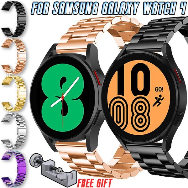 

watch bands 20mm stainless steel strap for samsung galaxy 4 40mm / 44mm smartwatch replacement band metallic luster bracelet accessory, Black;brown