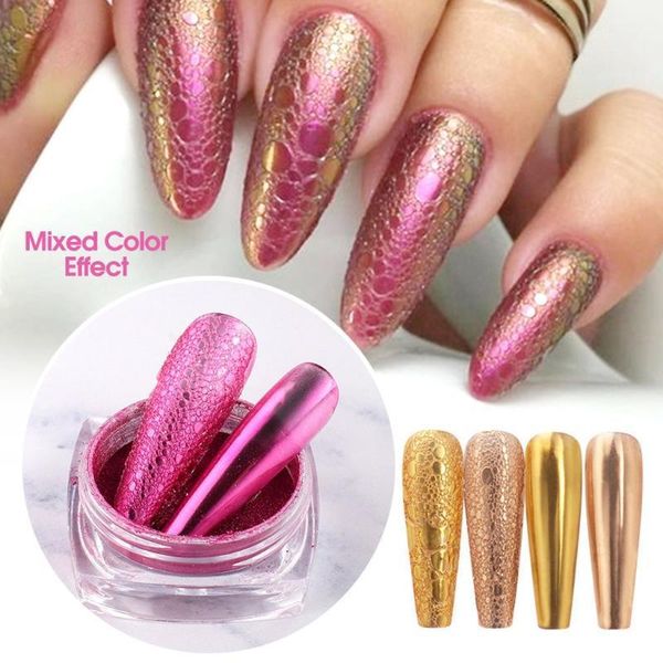 

0.5g nail mirror metallic powder pigment bubble soap foam art polish gold serpentine titanium electroplate1, Silver;gold