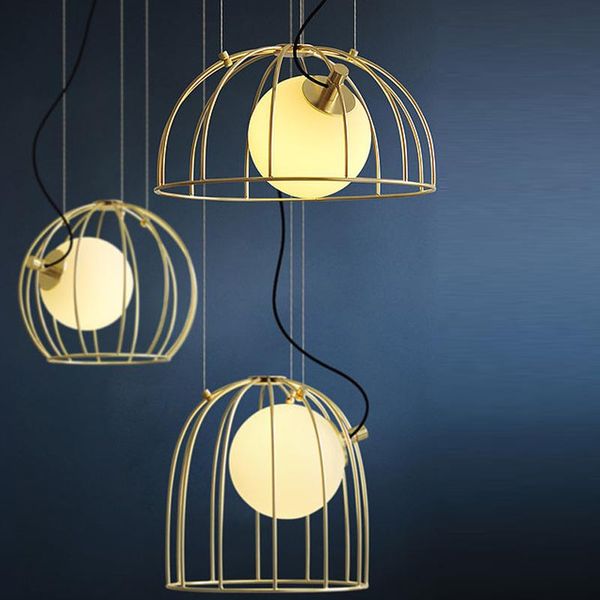 

nordic modern pendant lights bird cage iron for dining room hanging lamps living bedroom e27 home decor lighting fixtures