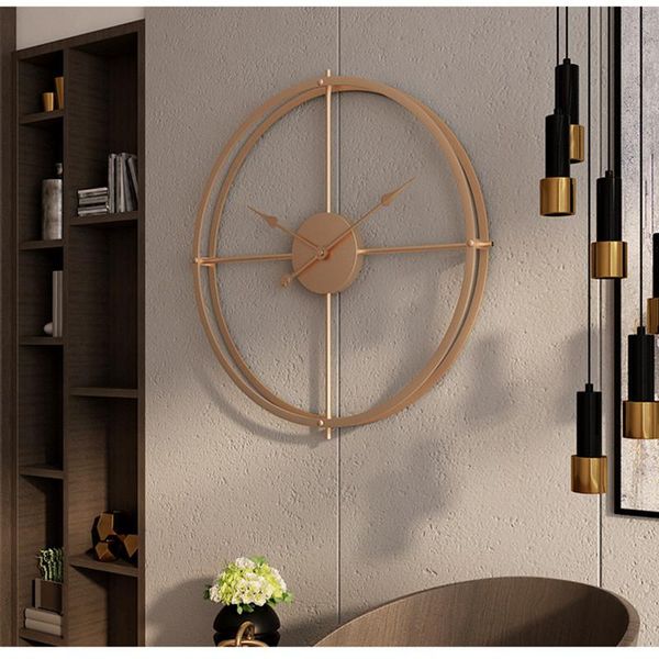 

retro large wall clock double-walled square tube iron silent home watch simple design living room office art decor clocks