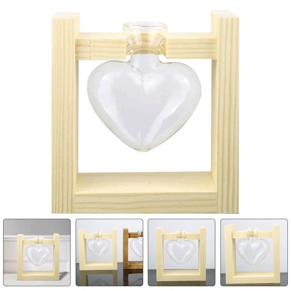 

set deskglass planter heart shape vase plant terrarium with wood stand vases
