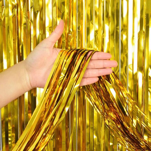 

party decoration 2pack metallic foil tinsel fringe curtain birthday wedding bachelorette anniversary pography backdrop