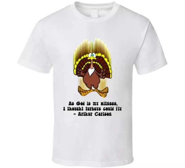 

wkrp in cincinnati i thought turkeys could fly funny tv t shirt, White;black