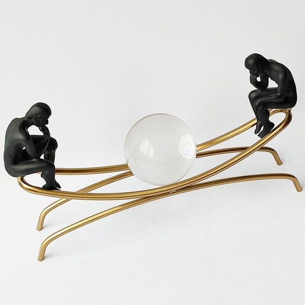 

decorative objects & figurines european-style luxury crystal ball metal decoration accessories room porch thinker countercrafts home dec