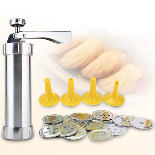 

baking moulds aluminum alloy steel manual cookie maker machine diy household press with 20 pcs