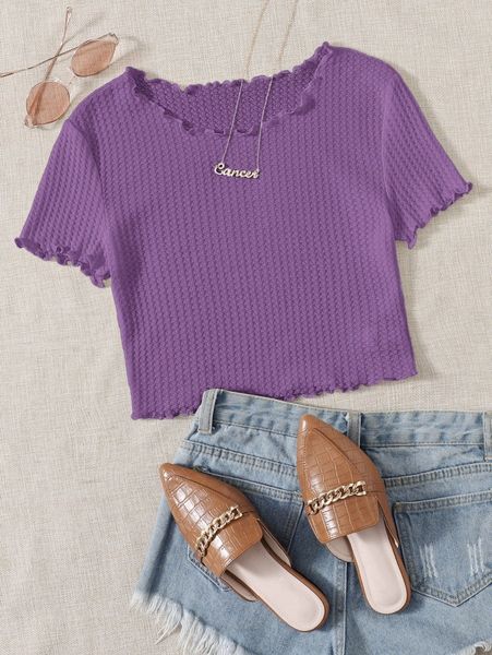 

lettuce trim waffle knit p025#, White