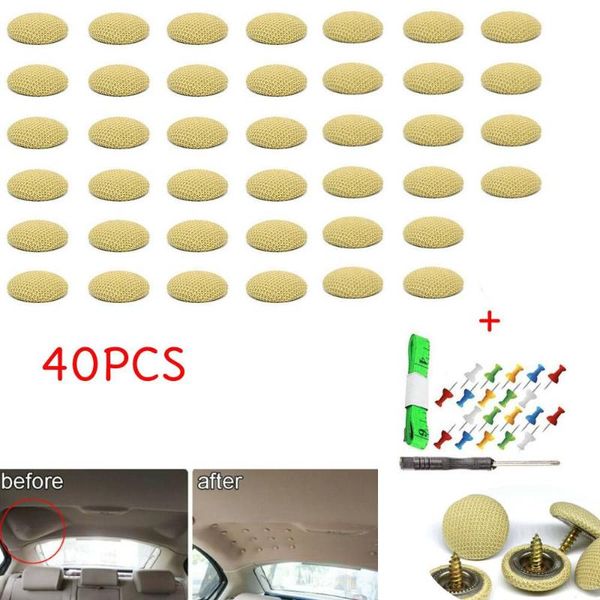 

professional hand tool sets 40 pcs car roof repair rivets sagging headliner fix pins snap rivet checkered beige buckle