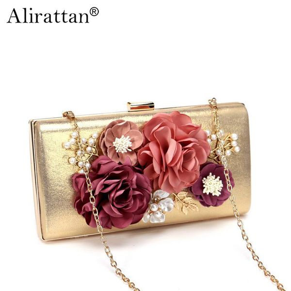 

evening bags elegant flower design luxury golden party clutch for women 2021 fashion brand ladies chain shoulder messenger bag