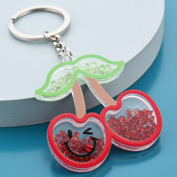 

keychains cute novelty cherry palm tree pear plant fruit keychain for women men car bag keyring pendant accessions wedding party gift, Silver