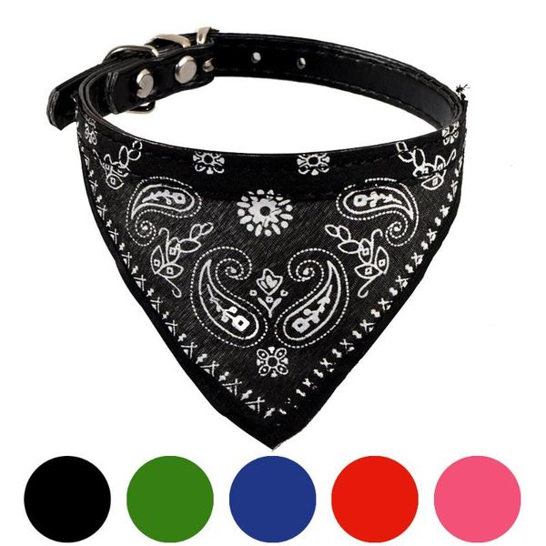 

adjustable pet dog puppy cat neck scarf bandana pu cotton collar neckerchief 2021#11 collars & leashes