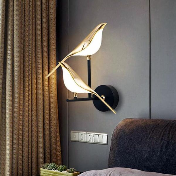 

nordic style art magpie bird bedroom bedside led wall lamp creative parlor background decoration sconce lighting